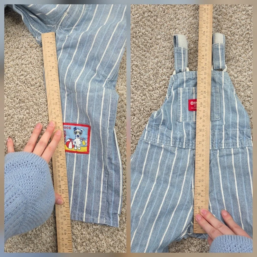 OshKosh‎ B'Gosh vintage Pinstripe Stripe toddler overalls 2T Made In USA 80s 90s